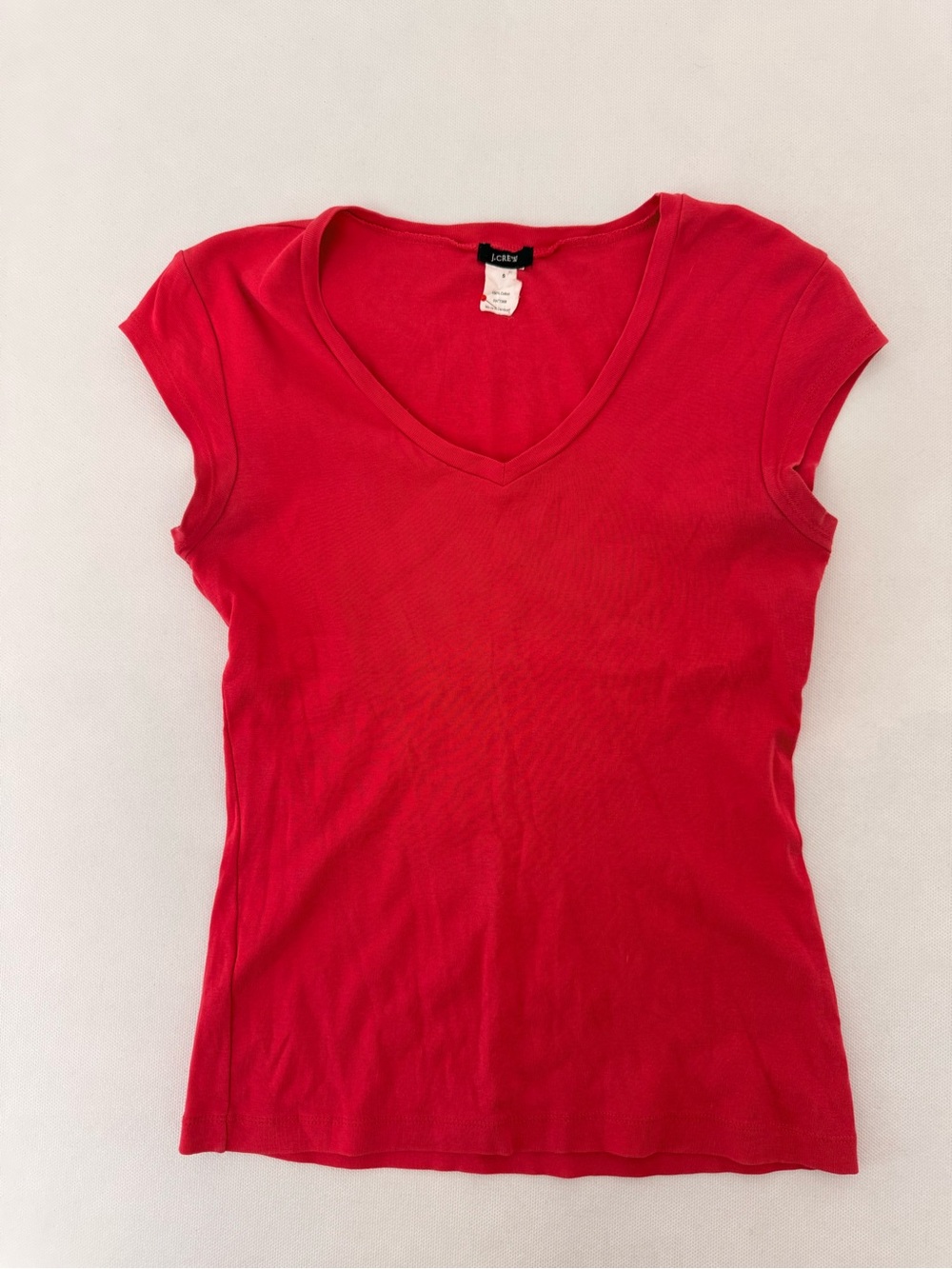 J. Crew Women's Red Short Sleeve V-Neck Tee